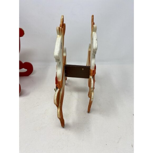Vintage 1950s Red Wooden Santa Sleigh With Felted Reindeer Japan Folds Flat - Picture 8 of 15